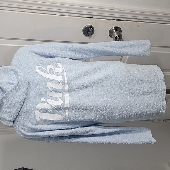 Victoria's Secret Tie Front Terry Cloth Pullover Varsity Light blue X small - Picture 6 of 9